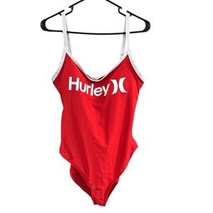 Hurley Red & White Logo One-Piece Swimsuit 1X NWT